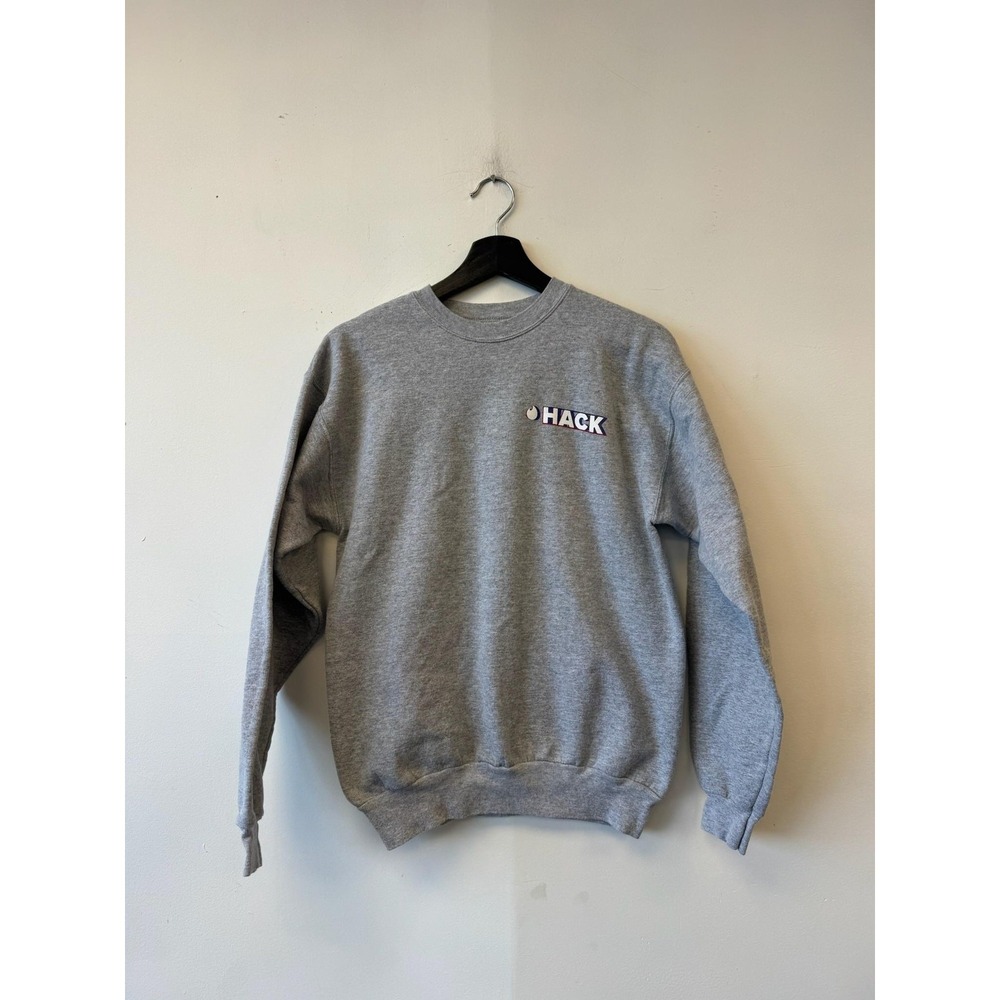 Tinder‎ Hack Sweatshirt Mens Small Gray Logo Fleece Pullover Crewneck